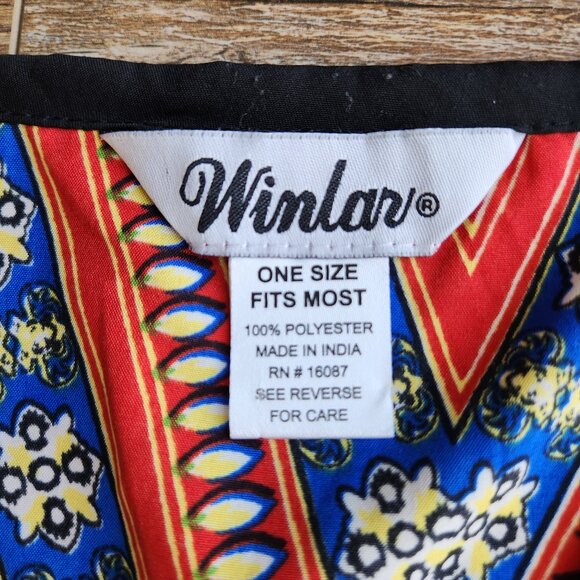 WINLAR Tribal Boho Satin Maxi Kaftan MuuMuu Dress Polyester Multicolor - Picture 7 of 8